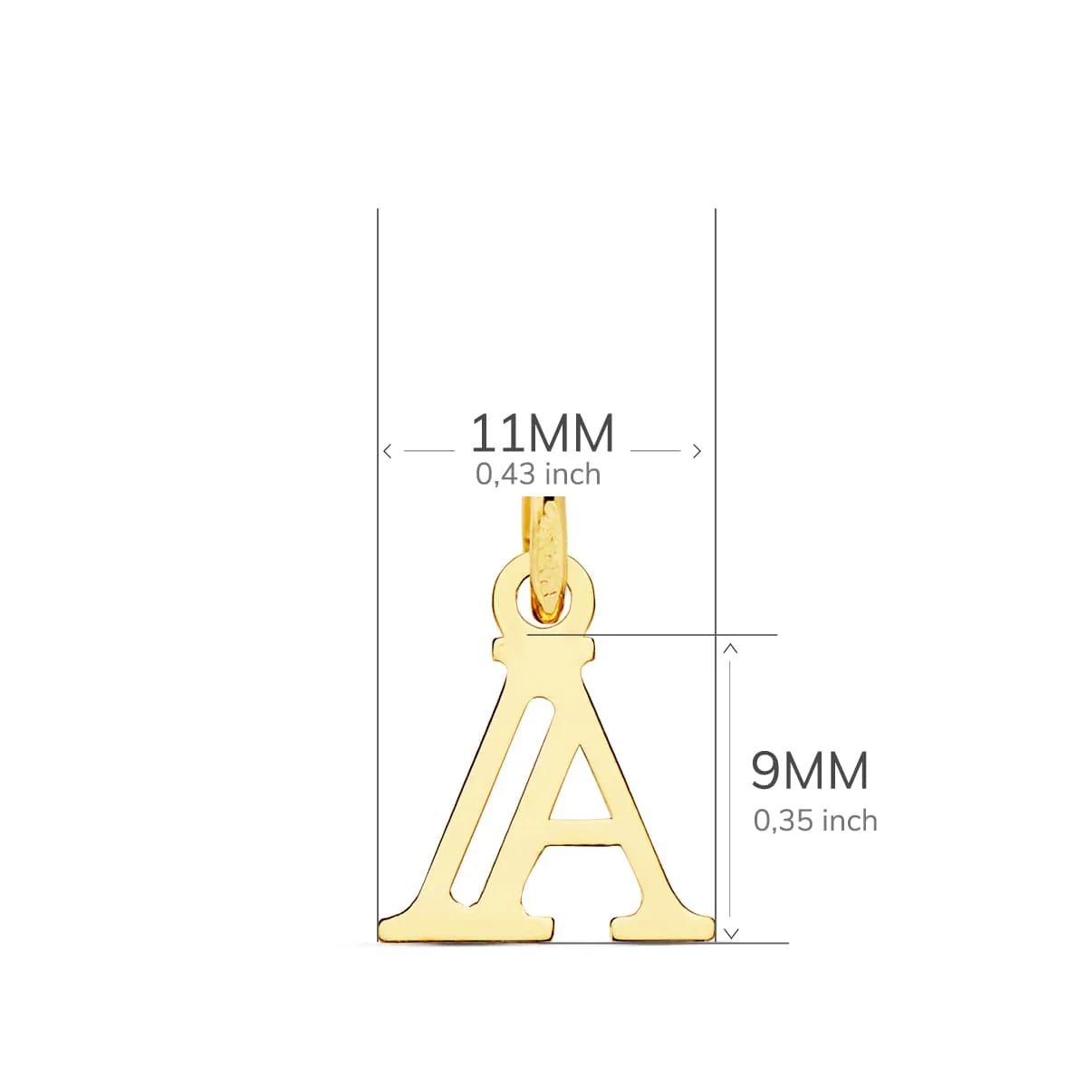 18K COLGANTE ORO AMARILLO LETRA " A " 11X9 MM — vista 2