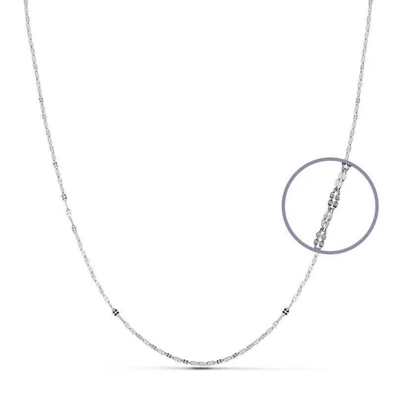 18K CADENA MACIZA ORO BLANCO 40CM 1.1 MM