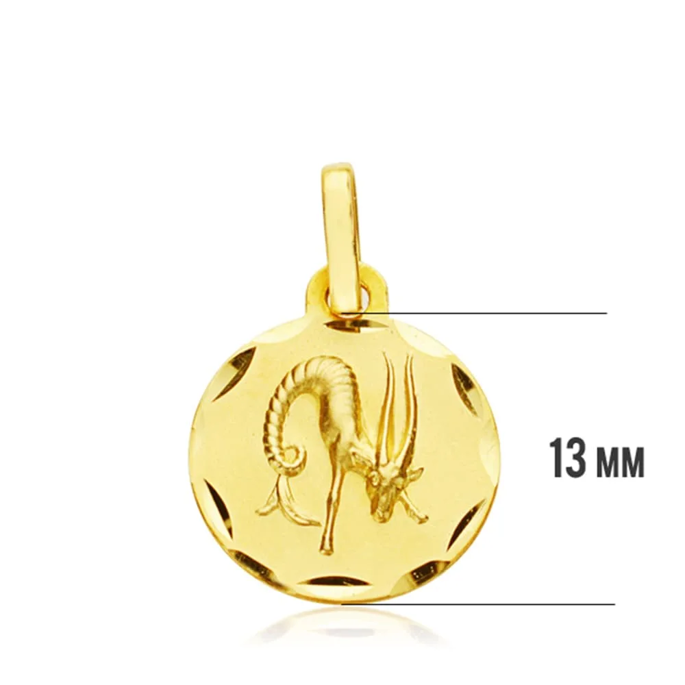 18K HOROSCOPO ORO AMARILLO CAPRICORNIO 13 MM — vista 3