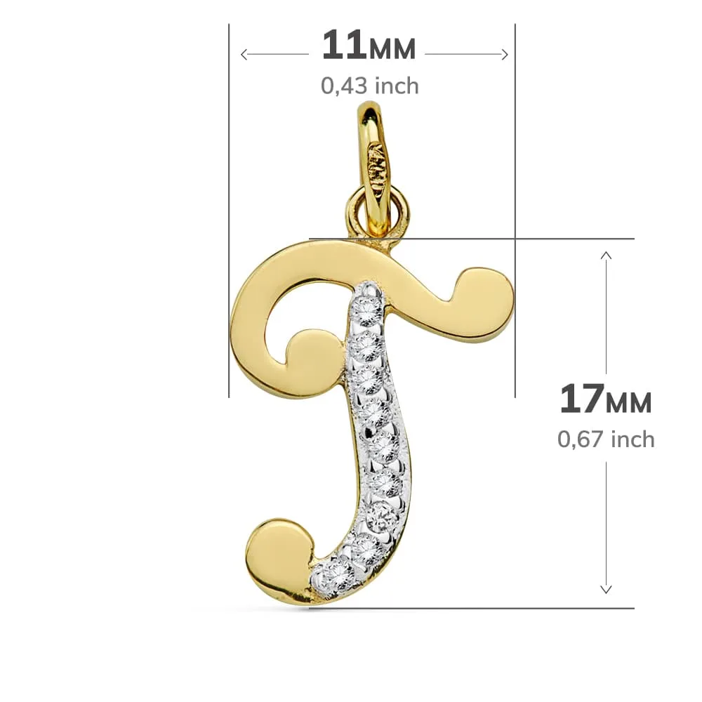18K COLGANTE ORO BICOLOR LETRA T CIRCONITA 17X11 MM — vista 2