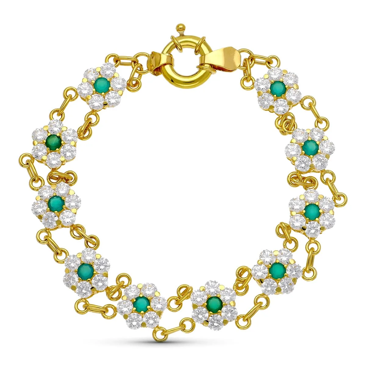 18K PULSERA ORO AMARILLO CUAJOS CIRCONITAS