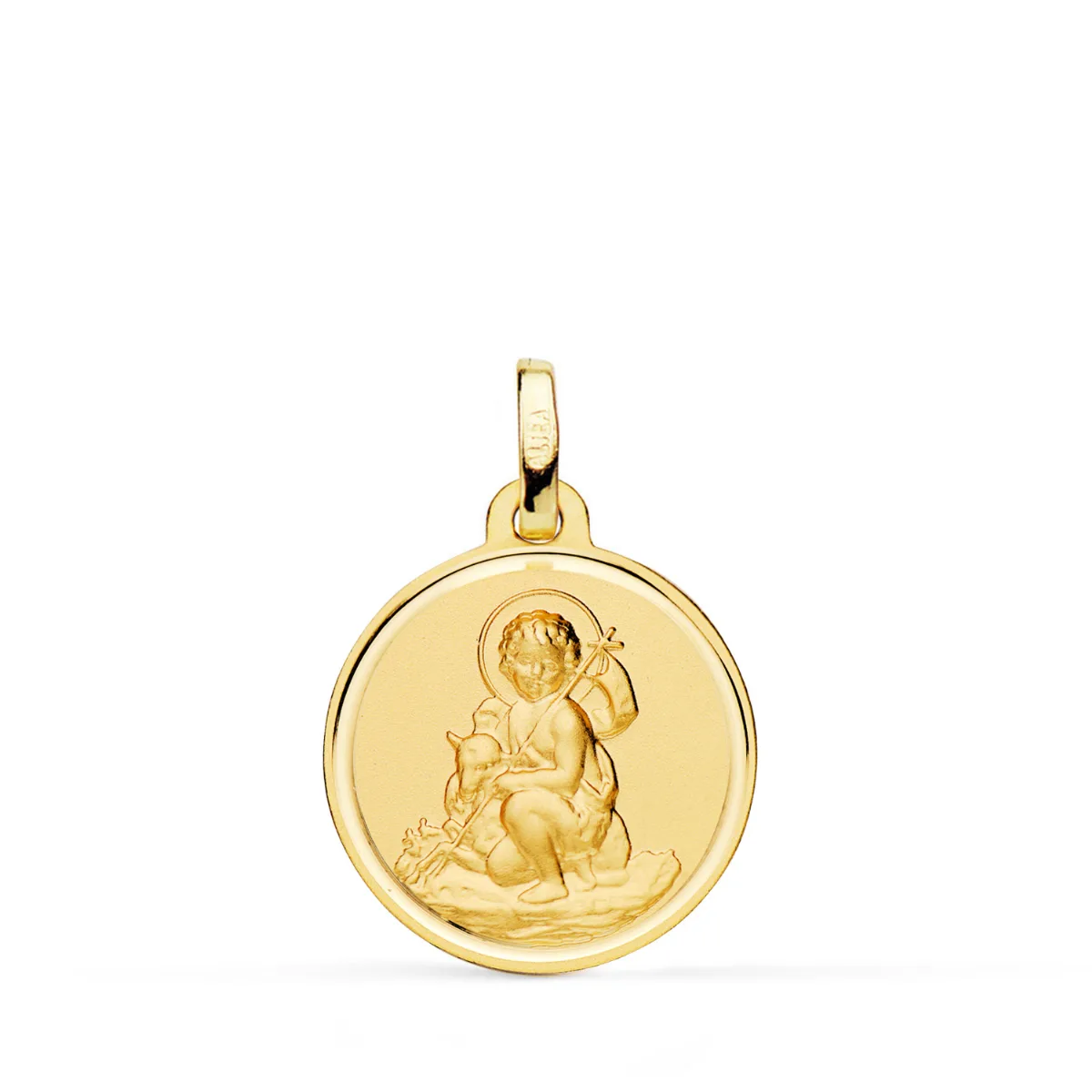18K MEDALLA ORO AMARILLO SAN JUAN BAUTISTA MATIZADA BISEL 18 MM