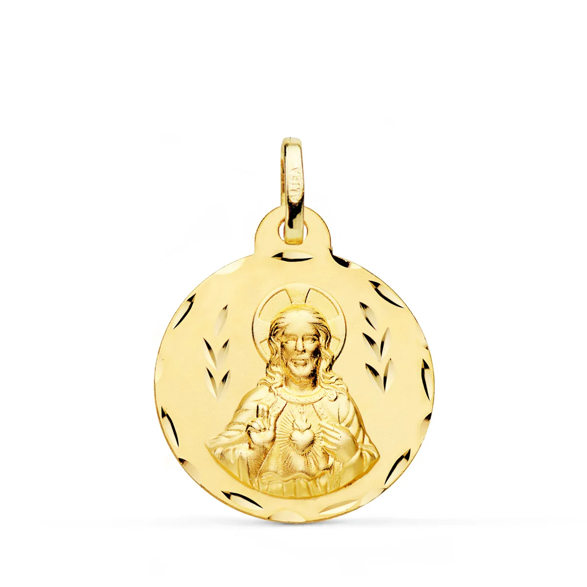 18K ESCAPULARIO ORO AMARILLO CORAZON DE JESUS Y VIRGEN DEL CARMEN TALLADO ORO AMARILLO 22 MM — vista 3