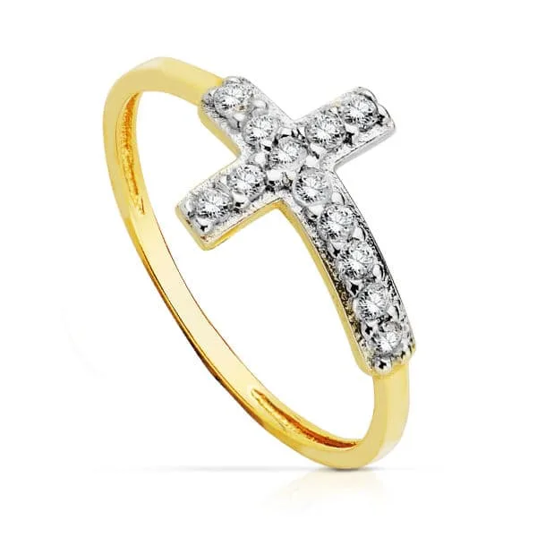 18K SORTIJA ORO BICOLOR CRUZ CUERPO 1.5 MM