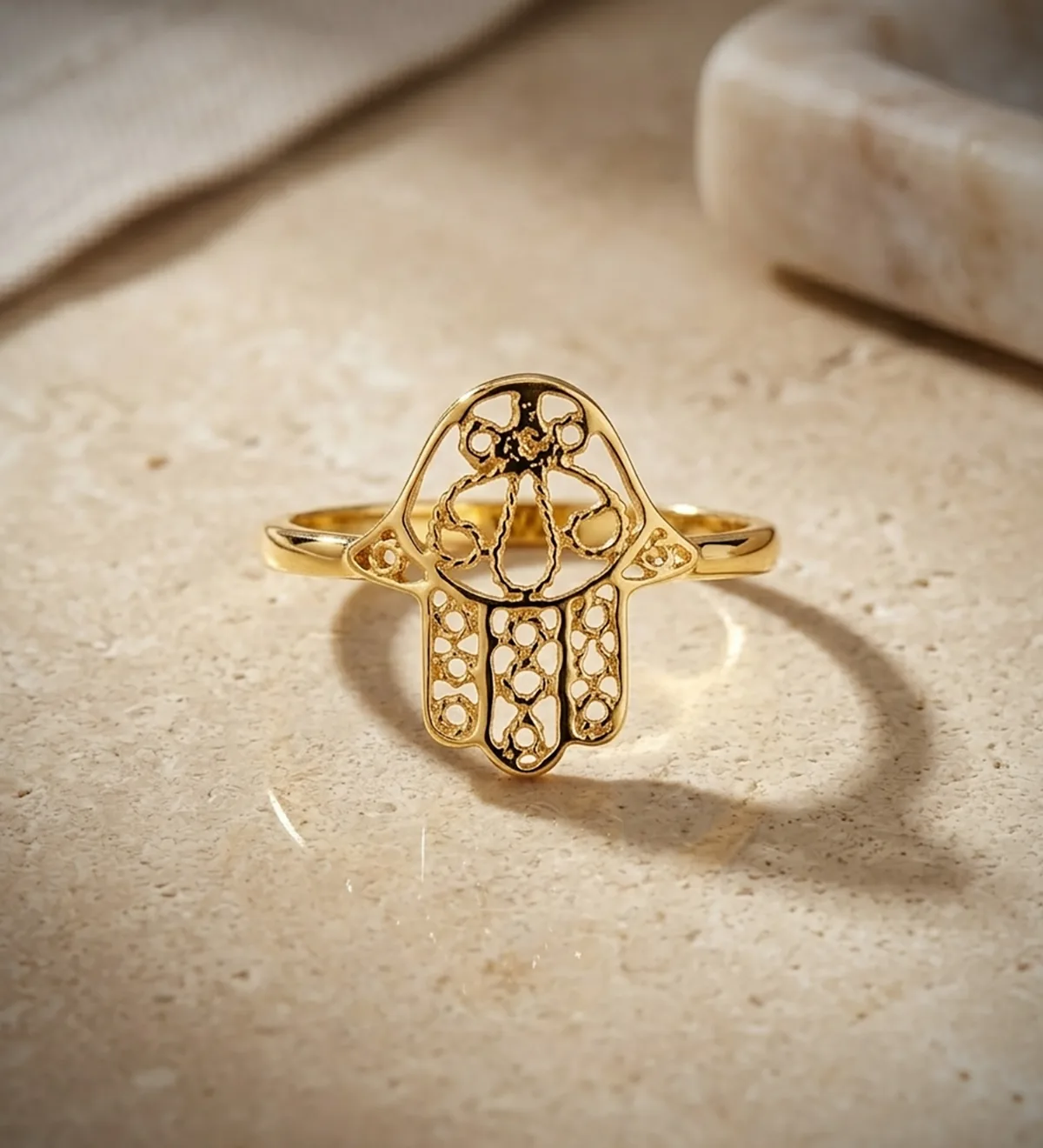 18K SORTIJA ORO AMARILLO MANO DE FATIMA 12X10 MM — vista 2