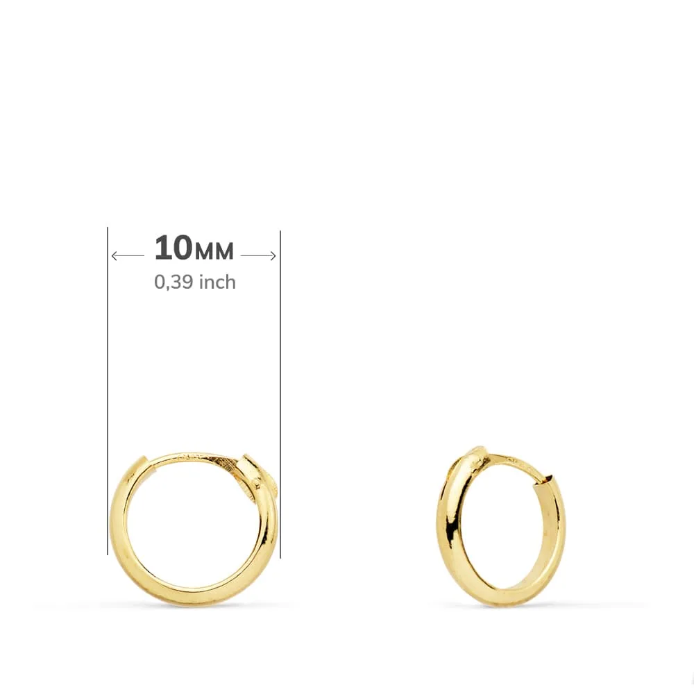 18K AROS HUECOS ORO AMARILLO MEDIA CAÑA LIGEROS. 10X2 MM — vista 2