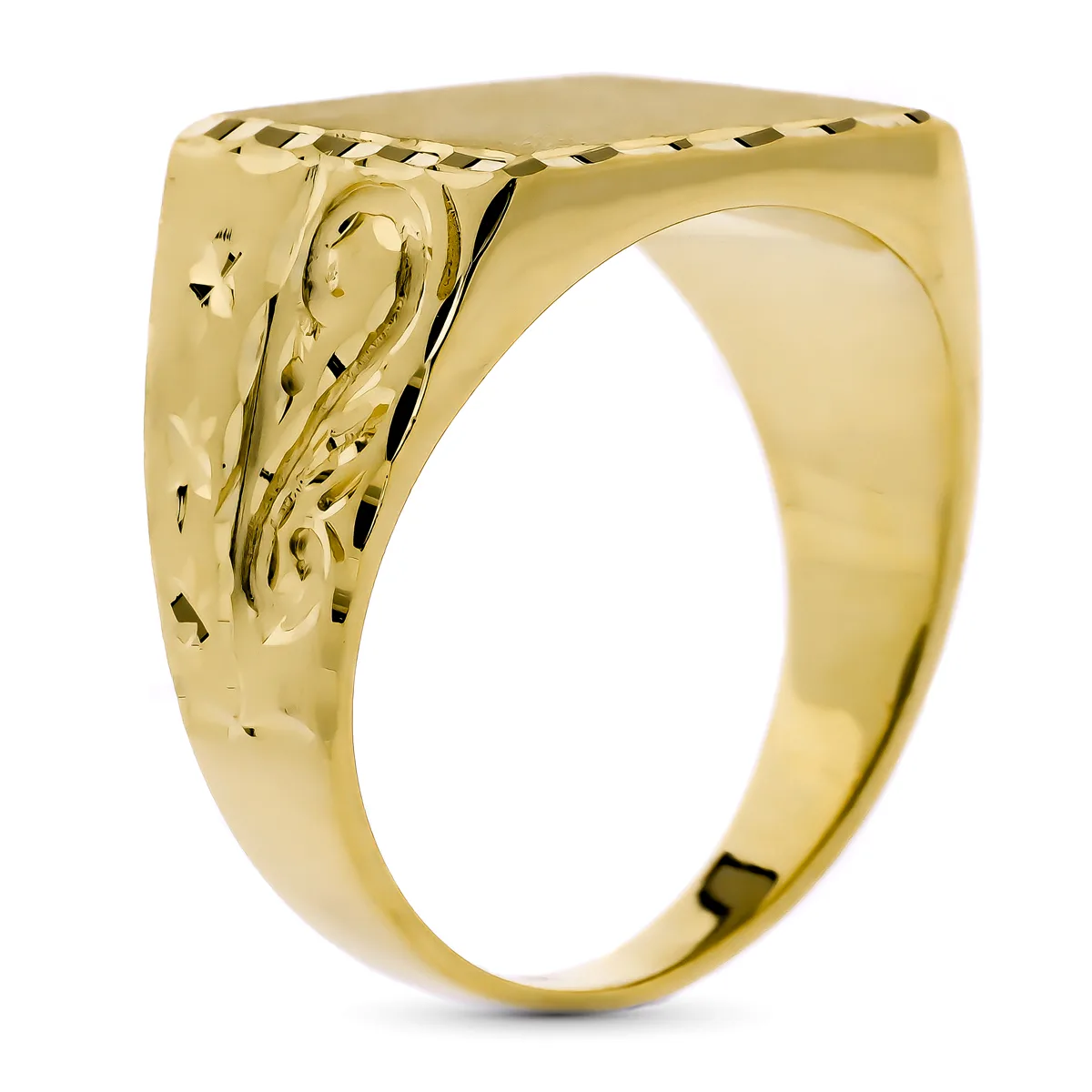 18K SELLO ORO AMARILLO CABALLERO MACIZO TALLADO ZONA GRABADO: 15X14 MM — vista 2