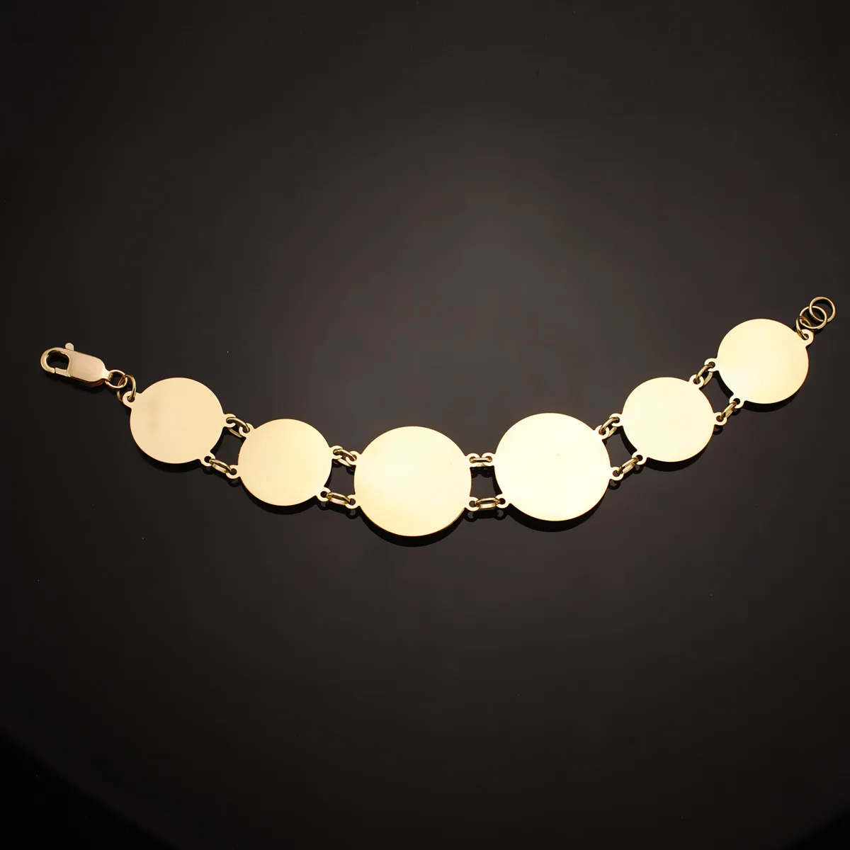 18K PULSERA ORO AMARILLO CON MEDUSAS DE 25 Y 20 MM EN BRILLO LARGO 20.5 CM — vista 2
