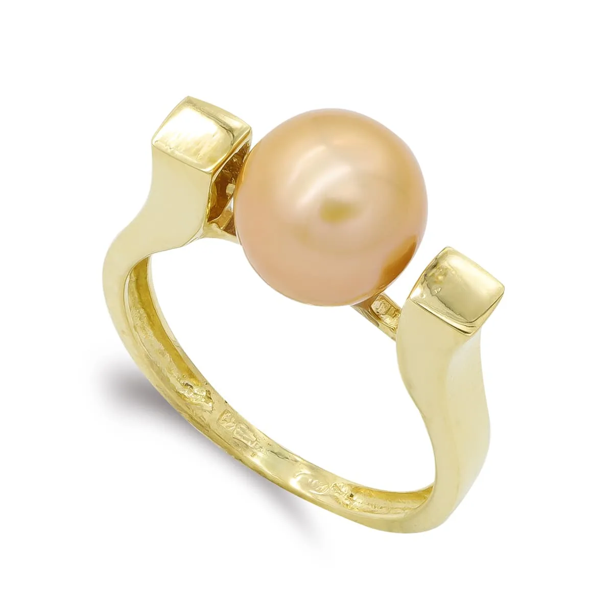 18K SORTIJA ORO AMARILLO PERLA CAMEL 9 MM