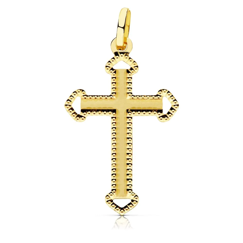 18K CRUZ ORO AMARILLO SIN CRISTO TALLADA 28X17 MM