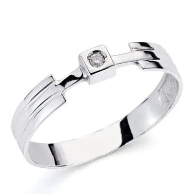 18K SOLITARIO ORO BLANCO DIAMANTE 0.040 QTS. ANCHO: 4 MM