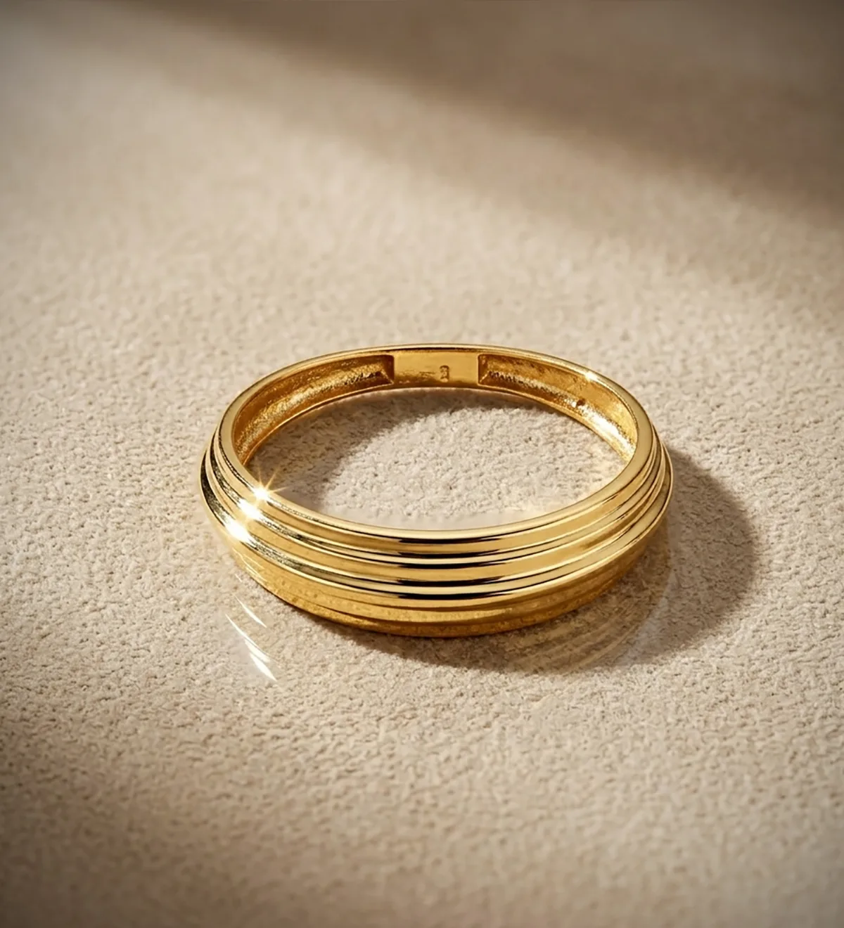 18K SORTIJA ORO AMARILLO LISA CON BANDAS EN BRILLO. ANCHO: 6,5 MM — vista 3