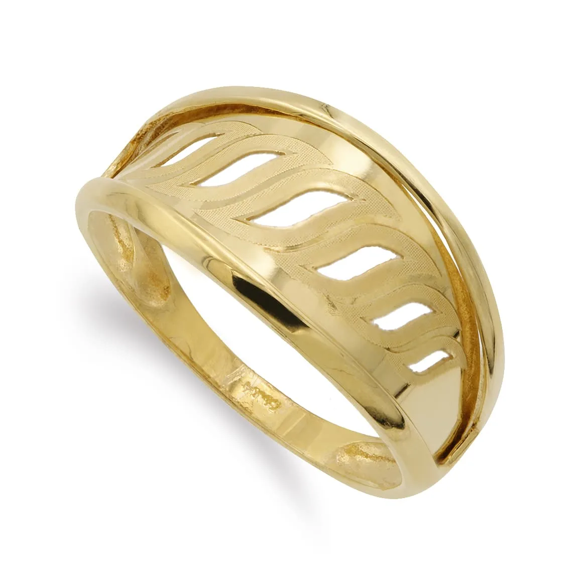 18K SORTIJA ORO AMARILLO MOTIVOS CALADOS ANCHO 10 MM