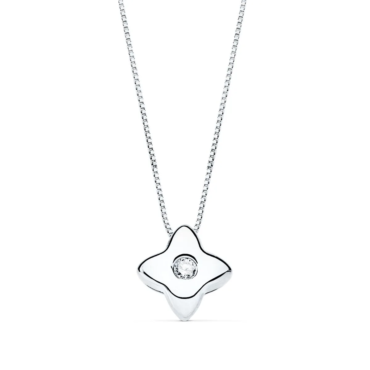 18K GARGANTILLA ORO BLANCO ESTRELLA 5X5MM DIAMANTE LABORATORIO 0,015 QT. G-VS2. CADENA 42CM