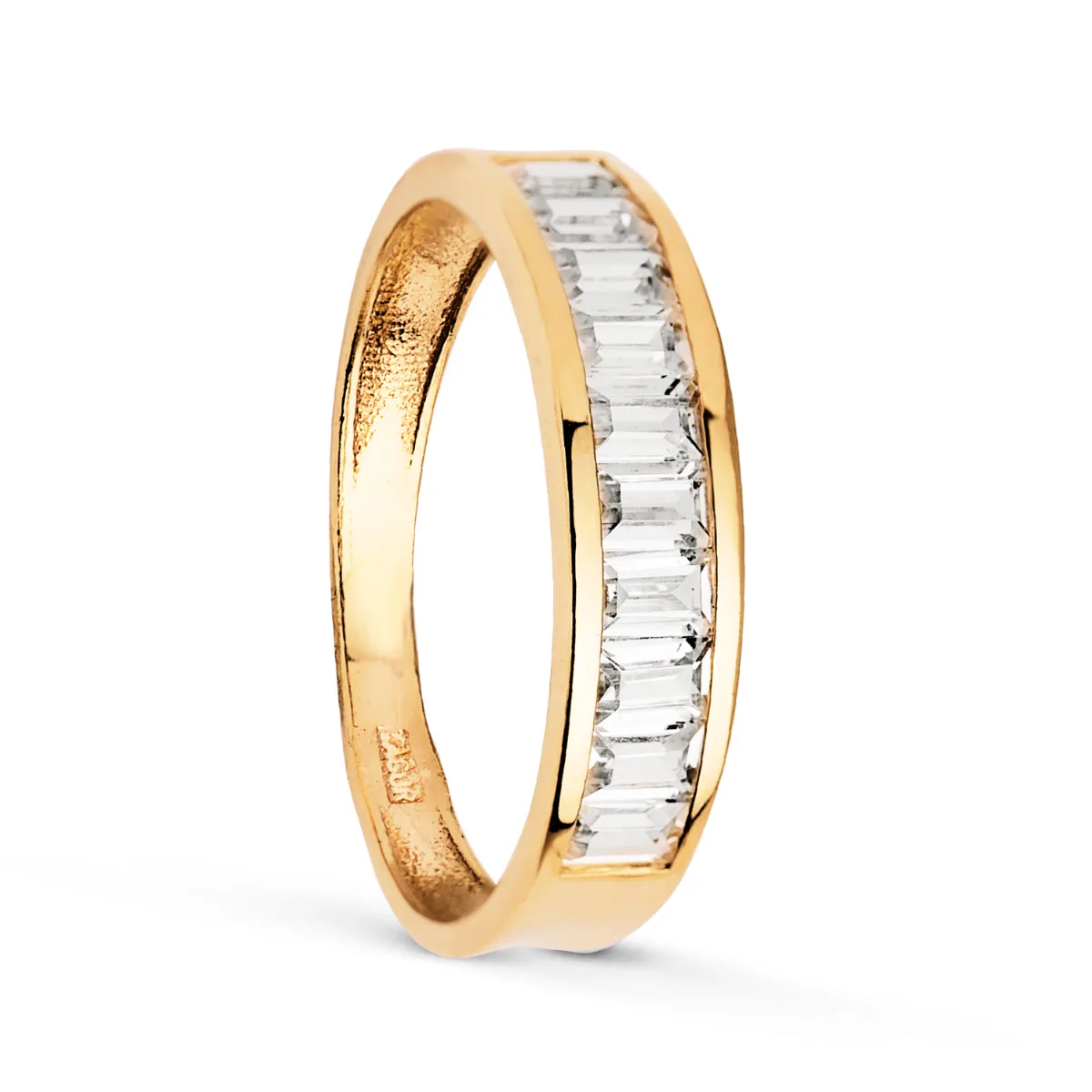 18K ALIANZA O ANILLO ORO AMARILLO CIRCONITA BARRITAS. ANCHO: 4,5 MM GROSOR 1,6 MM