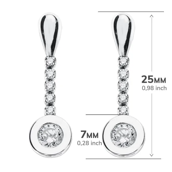 9K PENDIENTES ORO BLANCO LARGOS CON CIRCONITA 25X7 MM CIERRE PRESION — vista 2