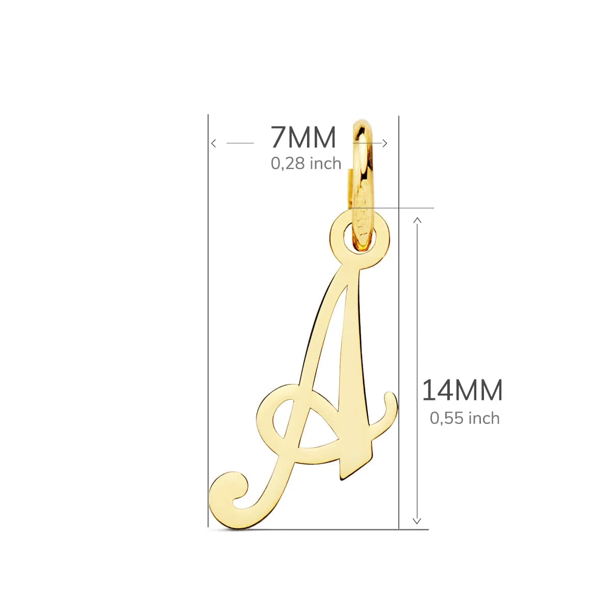 18K COLGANTE ORO AMARILLO LETRA " A " 14X7 MM — vista 2