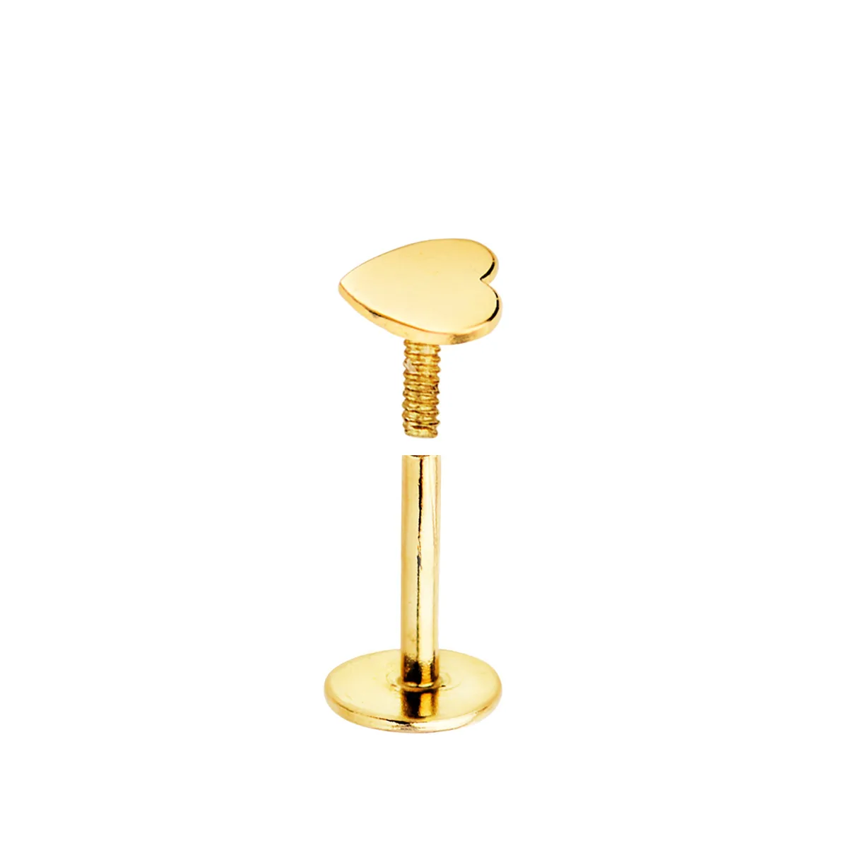 18K PIERCING DE OREJA ORO AMARILLO CON CORAZON 5 X 3 MM. CIERRE TUERCA — vista 2