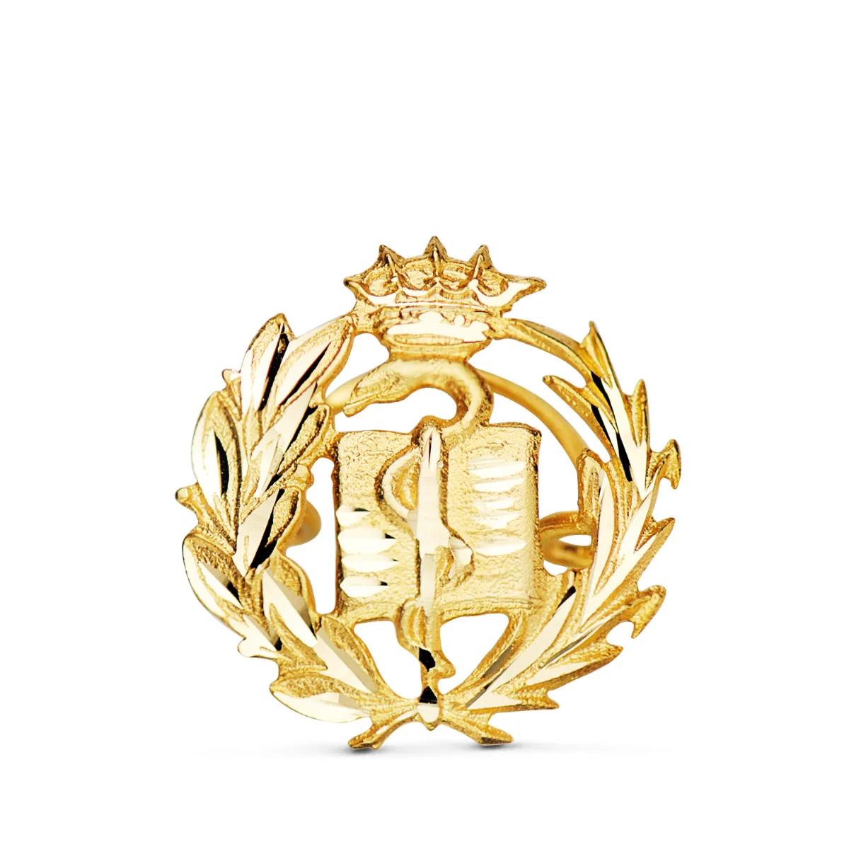 18K INSIGNIA ORO AMARILLO MEDICINA. 16 X 15 MM