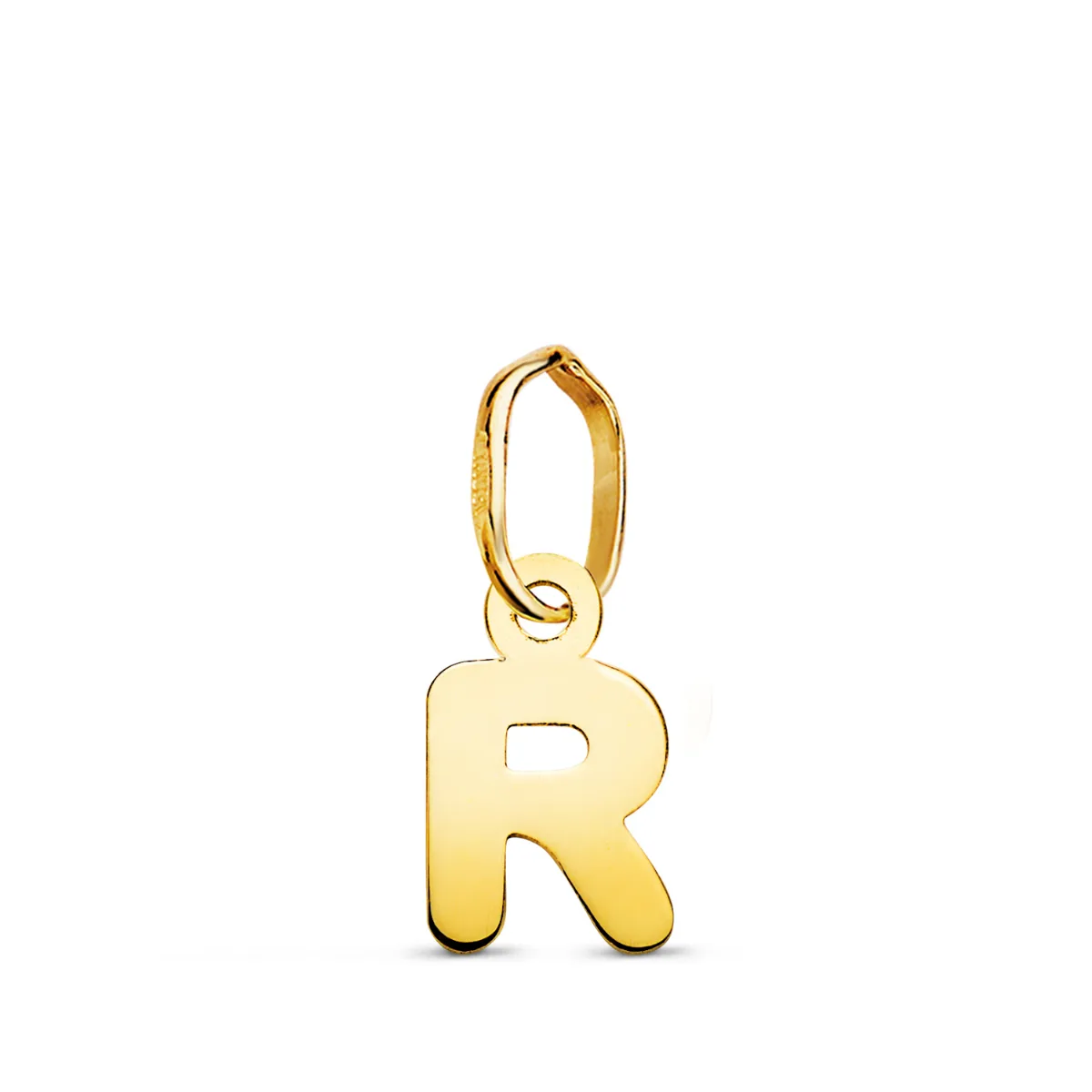 18K COLGANTE ORO AMARILLO LETRA " R " BRILLO. 8.3 X 5 MM