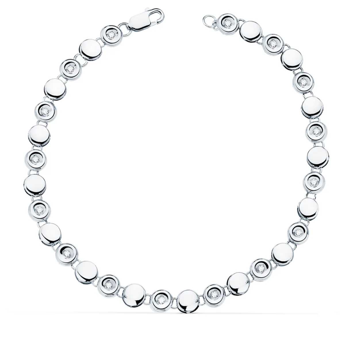 18K PULSERA RIVIERE ORO BLANCO 16 DIAMANTES LABORATORIO 0,240 QTS VS2-G. ANCHO: 4,85 MM. LARGO: 18,5 CM