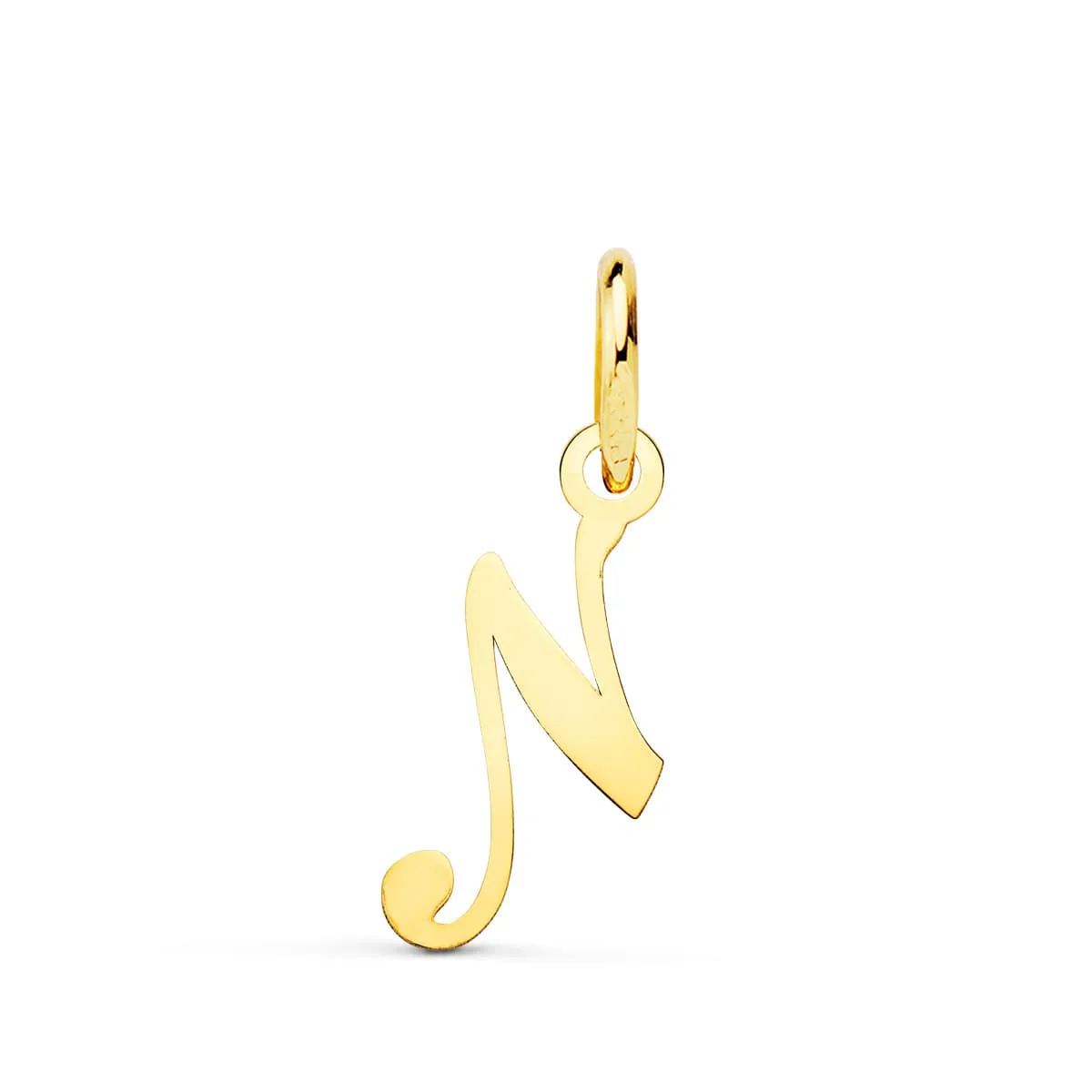 18K COLGANTE ORO AMARILLO INCIAL LETRA " N " 15X8 MM