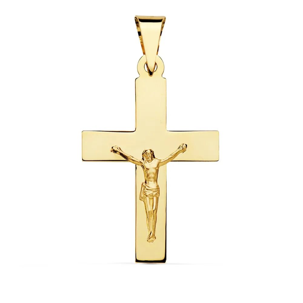 18K CRUZ CON CRISTO ORO AMARILLO 34 X 22 MM