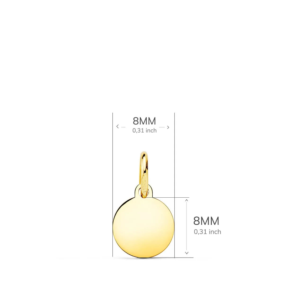 18K PLACA CHAPA DISCO ORO AMARILLO LISO EN BRILLO 8 MM — vista 2