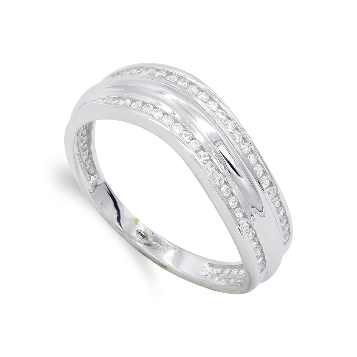 18K SORTIJA ORO BLANCO CON CIRCONITAS. ANCHO: 6 MM