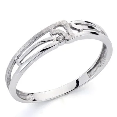 18K SORTIJA ORO BLANCO Y DIAMANTE NATURAL  0.010  QTS. ANCHO: 4 MM