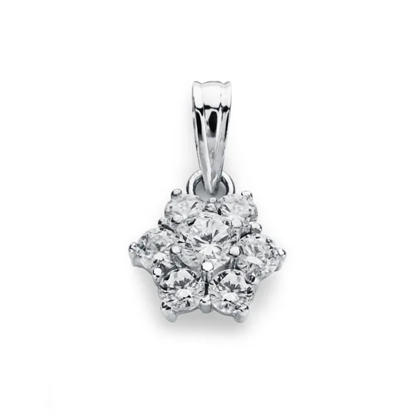 18K COLGANTE ORO BLANCO CUAJO 7 CIRCONITA 10X9 MM