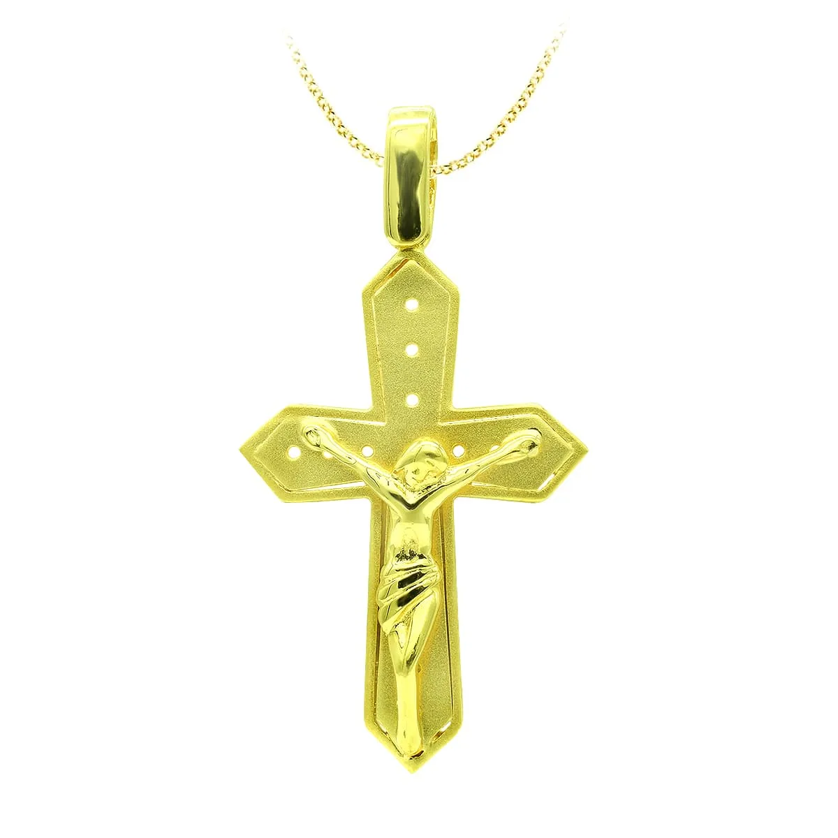 18K CRUZ ORO AMARILLO CON CRISTO 30X19 MM