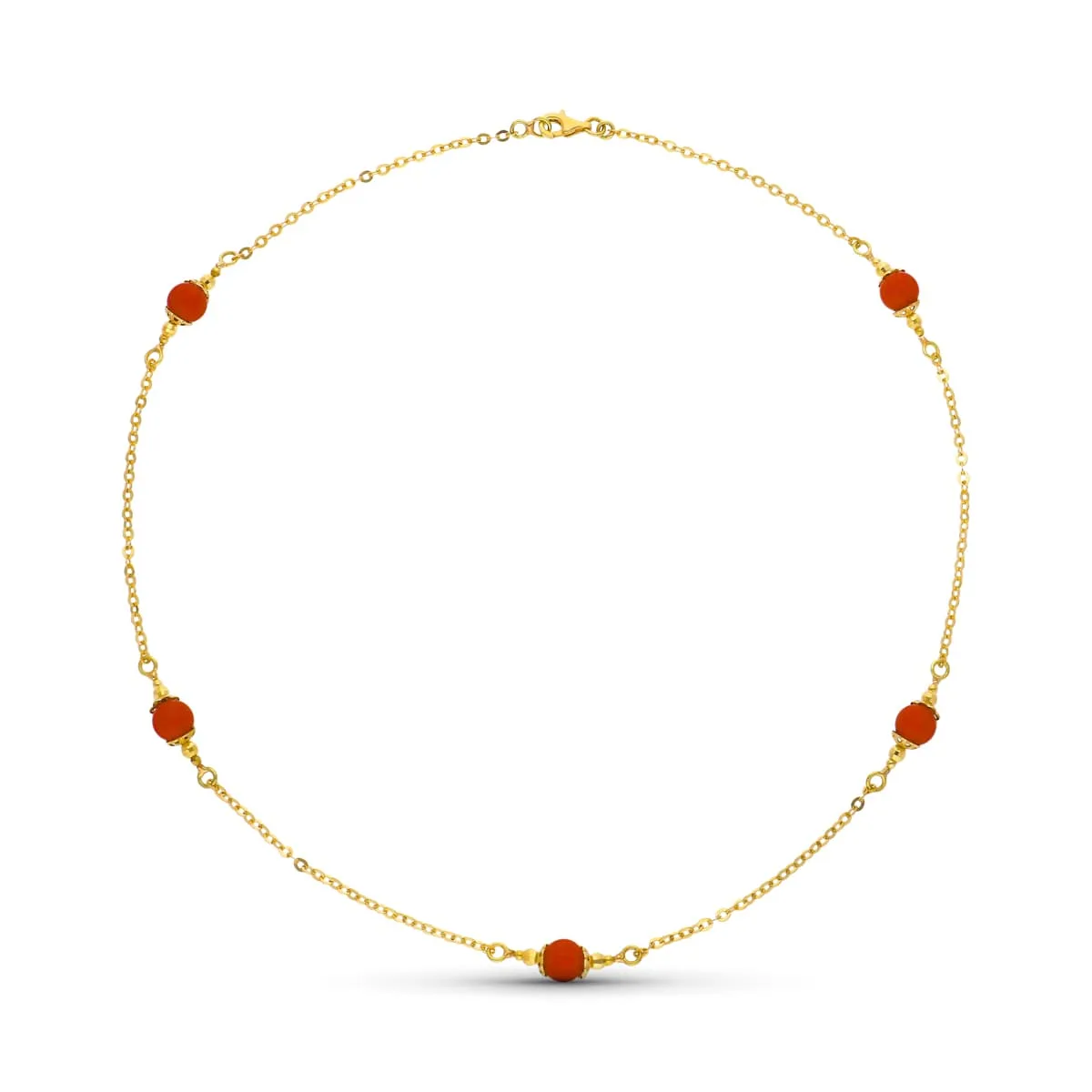 18K GARGANTILLA ORO AMARILLO Y CORALINA 7 MM LONGITUD 50CM
