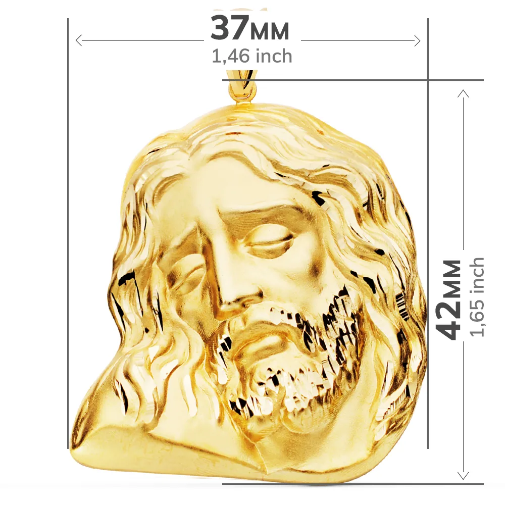 18K COLGANTE ORO AMARILLO CABEZA DE CRISTO  42X35 MM — vista 3