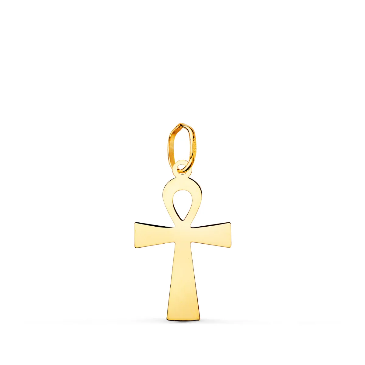18K COLGANTE ORO AMARILLO BRILLO CRUZ DE LA VIDA EGIPCIA 18 X 10 MM AMULETO EGIPCIO ANKH