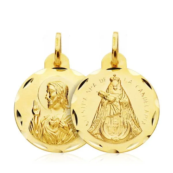 18K ESCAPULARIO ORO AMARILLO CORAZON DE JESUS VIRGEN DE LA CANDELARIA ORO AMARILLO 20 MM