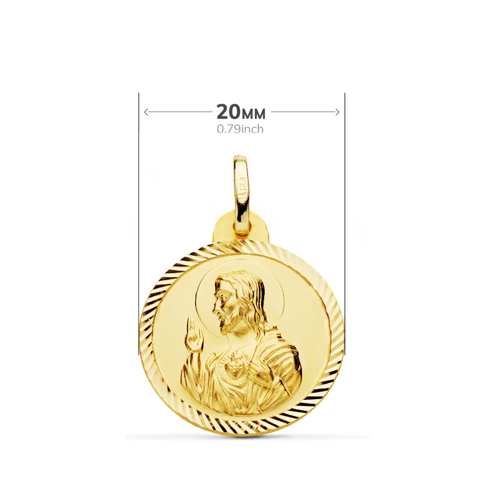 18K ESCAPULARIO ORO AMARILLO HELICE VIRGEN CARMEN Y CORAZON DE JESUS 20 MM — vista 2
