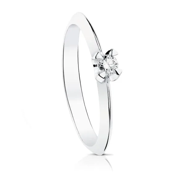 18K SOLITARIO DIAMANTE NATURAL TALLA BRILLANTE ORO BLANCO 0,100 QTS. SI-H