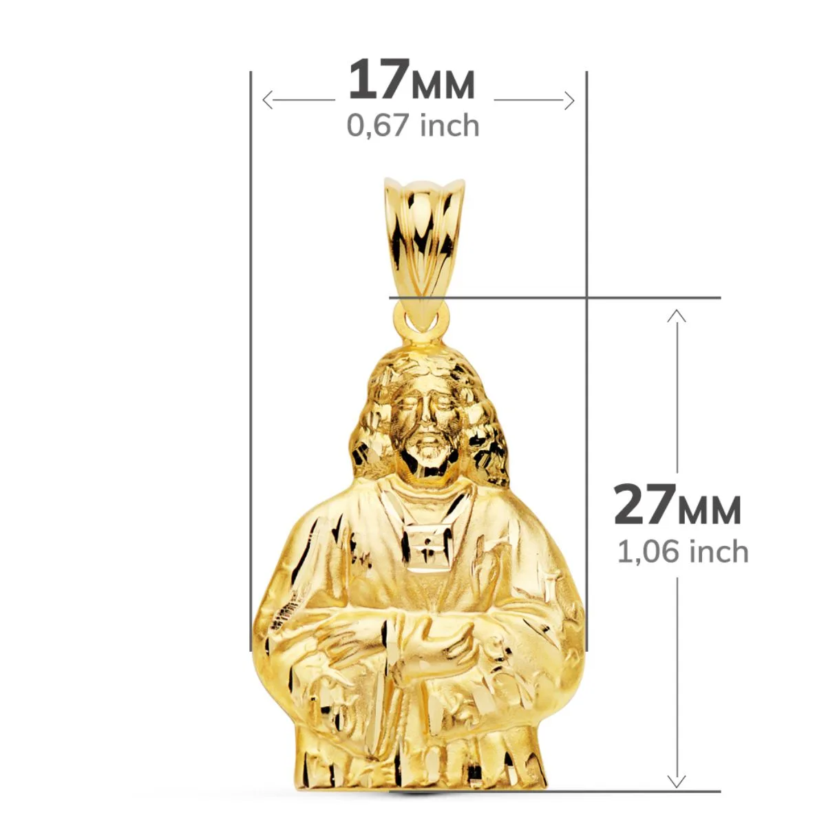 18K COLGANTE ORO AMARILLO CRISTO MEDINACELI SILUETA. 27 X 17 MM — vista 2