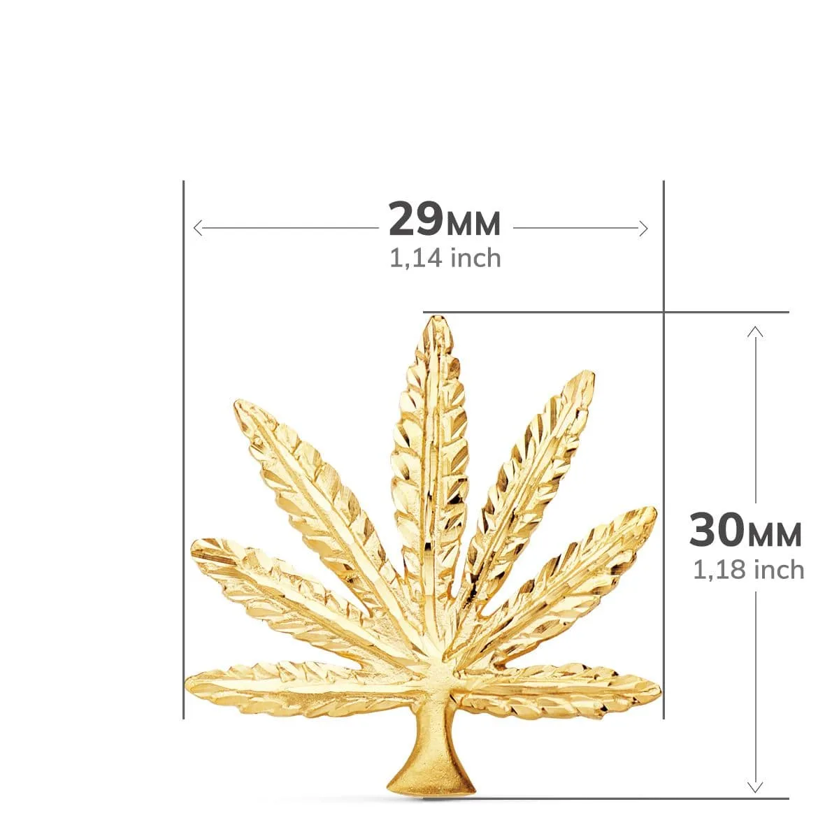 18K COLGANTE ORO AMARILLO MARIHUANA TALLADA 30X28 MM — vista 2