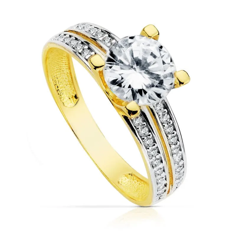 18K SOLITARIO 7 MM ORO BICOLOR CIRCONITAS