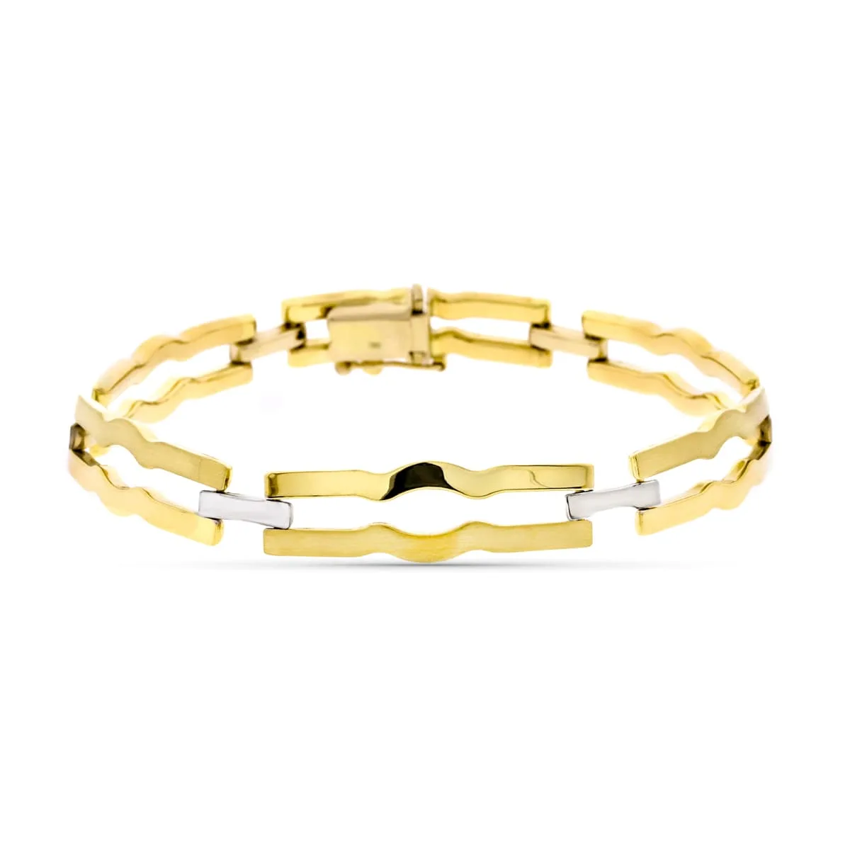 18K PULSERA ORO BICOLOR MATE Y BRILLO