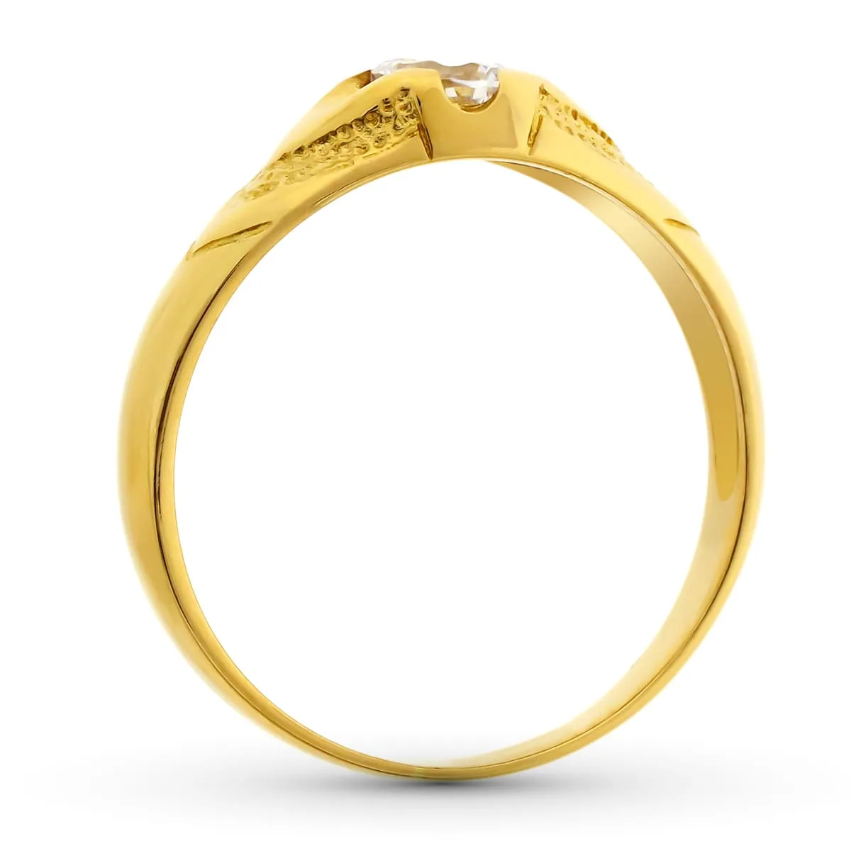 18K SOLITARIO ORO AMARILLO CADETE ANCHO 6 MM CIRCONITA 4 MM SIN FORRAR — vista 2