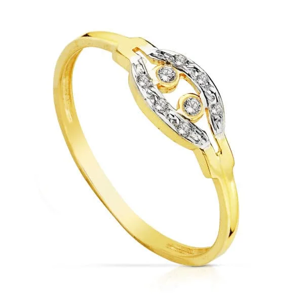 18K SORTIJA ORO BICOLOR CIRCONITAS