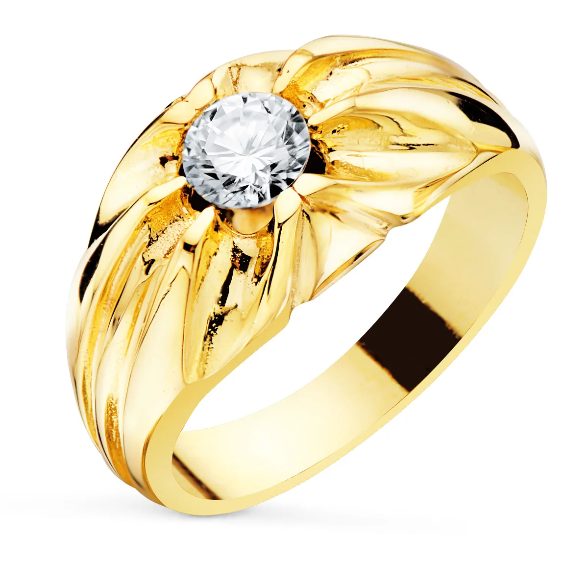 18K SOLITARIO ORO AMARILLO ANCHO 11 MM CIRCONITA 6 MM INTERIOR FORRADO