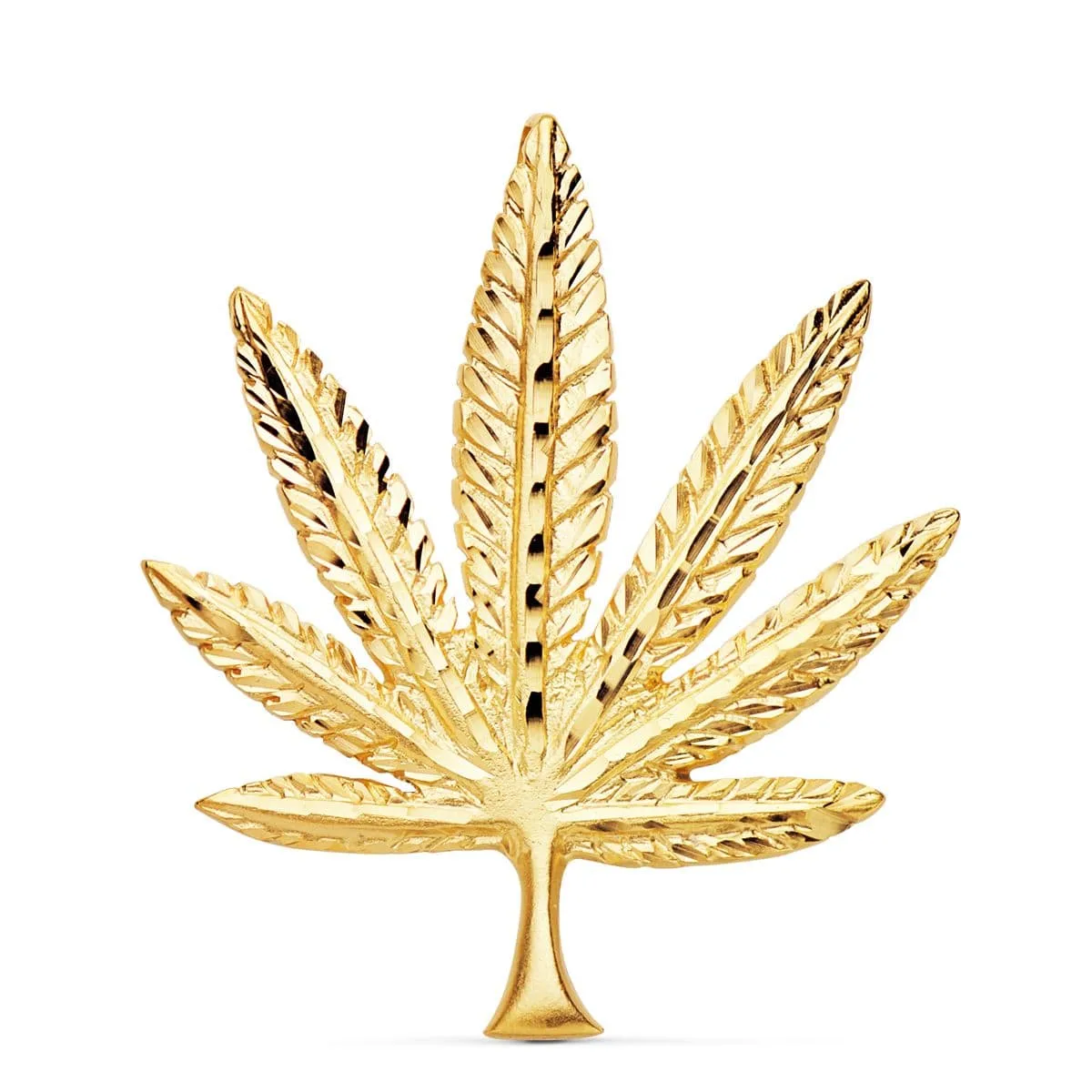 18K COLGANTE HOJA MARIHUANA ORO AMARILLO 44X37 MM
