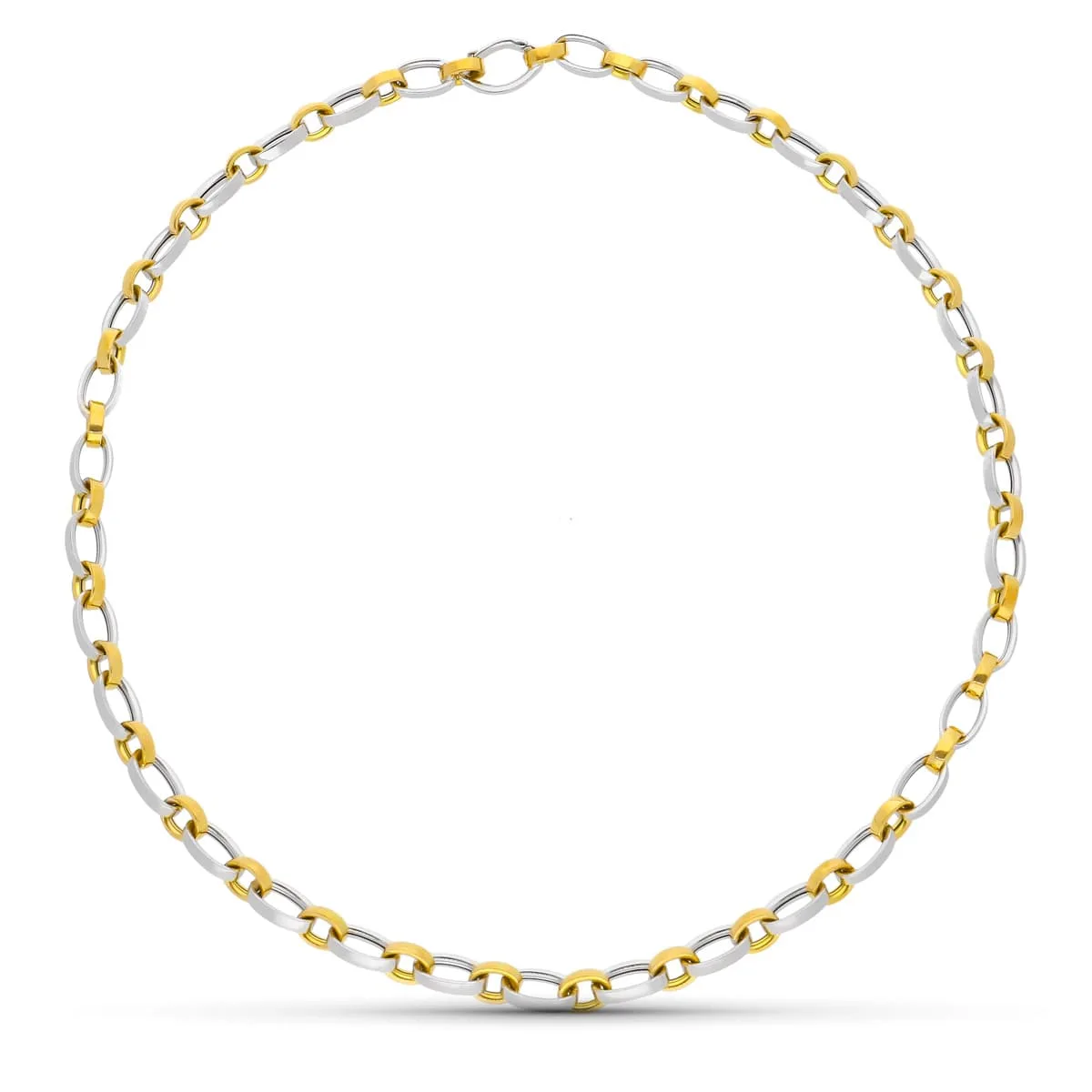 18K GARGANTILLA ORO BICOLOR ESLABONES OVALES