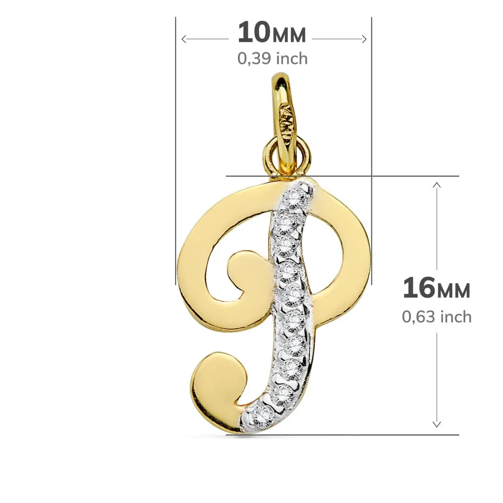 18K COLGANTE ORO BICOLOR LETRA P CIRCONITA 16X10 MM — vista 2