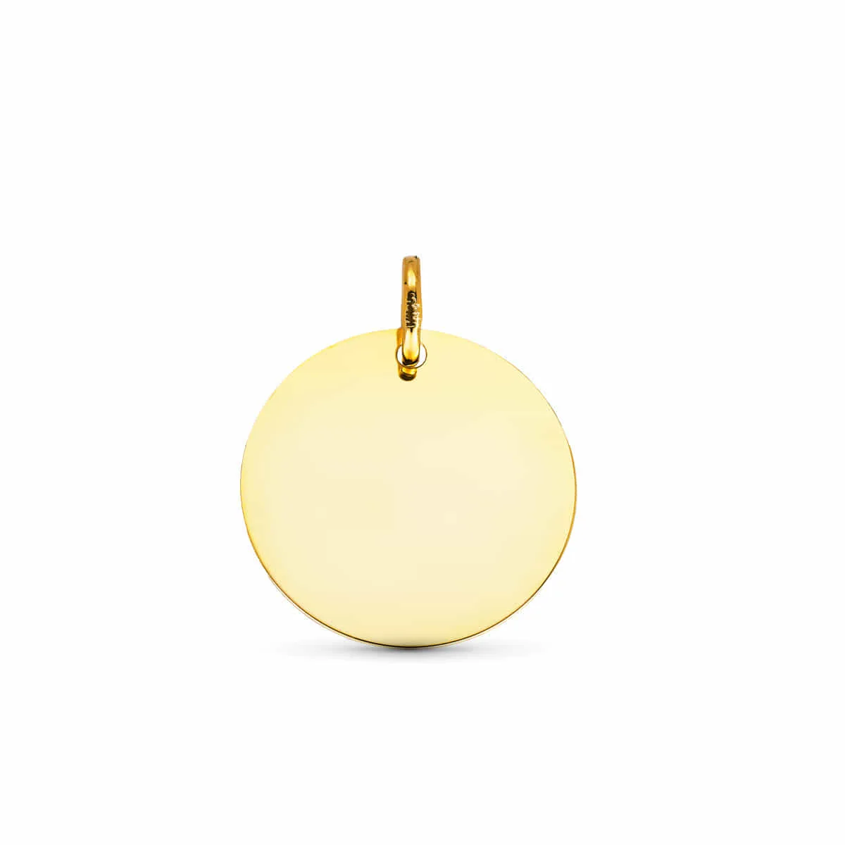 18K PLACA CHAPA COLGANTE DISCO LISO BRILLO 16 MM