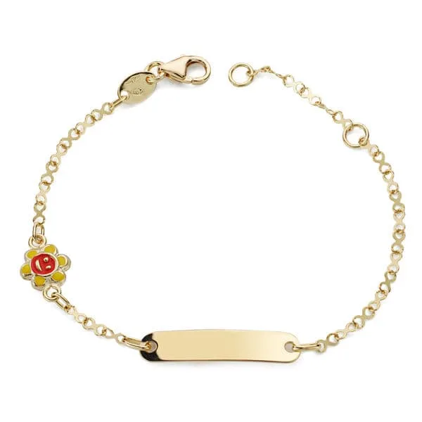18K PULSERA ESCLAVA ORO AMARILLO SOL ESMALTE 14.5 CM